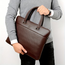 1pc Men'S Plaid Print Business Tote Bag, Crossbody Bag, Horizontal Casual Laptop Bag, Document Pouch, Shoulder Bag